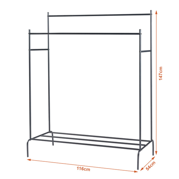 Wieszak na płaszcze Bramming z dwoma wieszakami 147 x 116 x 54 cm czarny [en.casa]