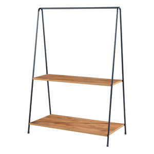 Wieszak na ubrania Bramsnæs z 2 półkami 139 x 100 x 46 cm czarny / orzechowy [en.casa]