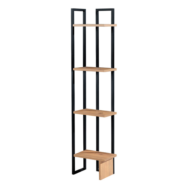 Regał stojący Bjergsted z 4 półkami 150x36x21 cm Czarny/Orzechowy wygląd [en.casa]