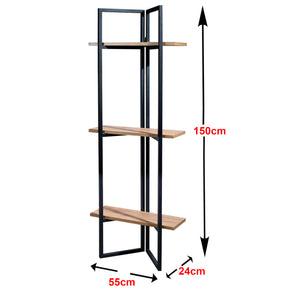 Regał stojący Bjerringbro 150 x 55 x 24 cm Czarny / wygląd orzecha włoskiego [en.casa]