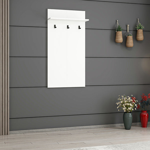 Panel do szafy Farsø z półką i 3 haczykami biały [en.casa]