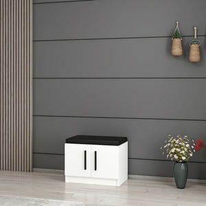 Ławka na buty Fjends z 2 drzwiami i 3 półkami Biała [en.casa]