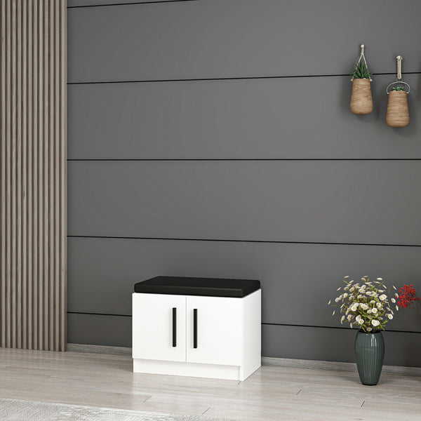 Ławka na buty Fjends z 2 drzwiami i 3 półkami Biała [en.casa]