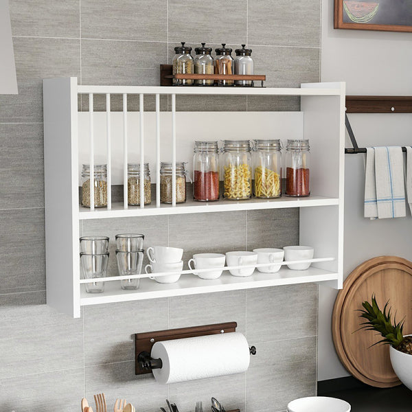 Półka ścienna Helsingør z 3 półkami biała [en.casa]