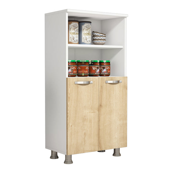 Szafka kuchenna Haslev z 2 drzwiami Biała / Dąb Szafirowy [en.casa]