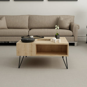 Stolik kawowy Gråsten z półkami Saphir dąb / czarny [en.casa]