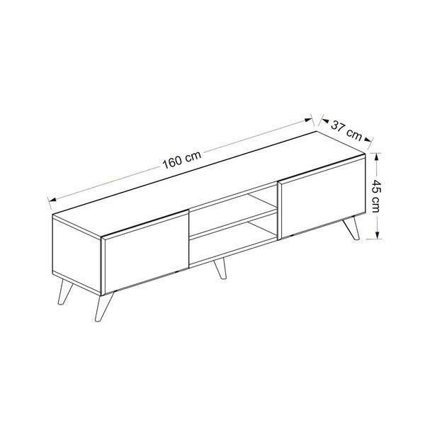 Stolik RTV Grindsted z 2 przegródkami i 2 półkami, optyka dąb / antracyt [en.casa]
