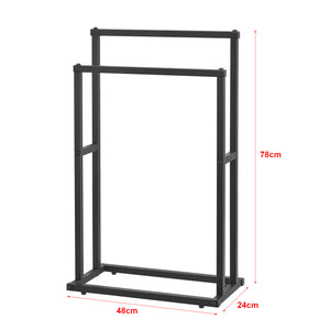 Wieszak na ręczniki z 2 drążkami 78 x 48 x 24 cm czarny [en.casa]