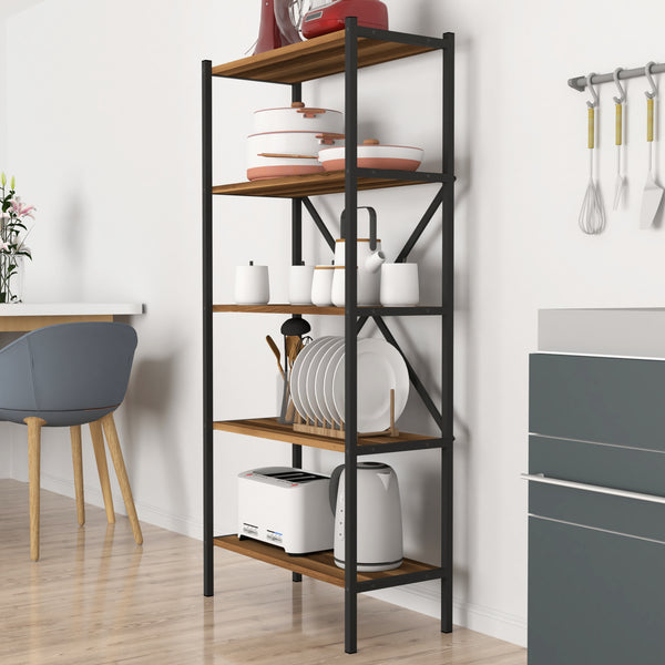 Półka kuchenna Tomelilla 160x66x34 cm orzech/antracyt [en.casa]