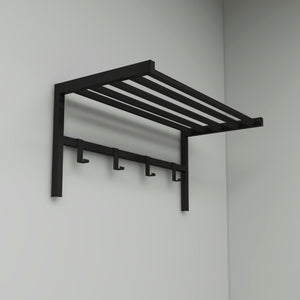 Wieszak ścienny Tolga z półką na kapelusze czarny [en.casa]