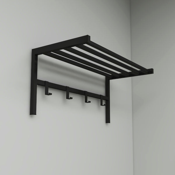 Wieszak ścienny Tolga z półką na kapelusze czarny [en.casa]