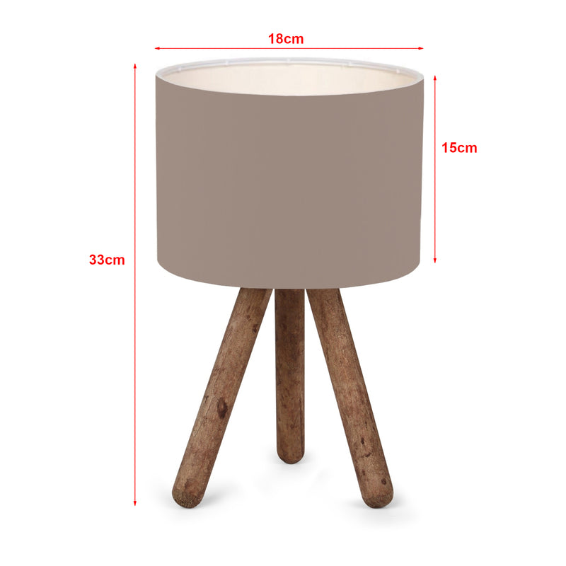 Szkic wymiarowy Lampa stołowa Preston drewno 1xE27 kolor piaskowy [lux.pro]