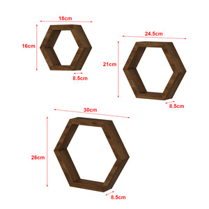 Zestaw półek ściennych Stubbekøbing 3-częściowy Drewno sosnowe Ciemny odcień drewna [en.casa]