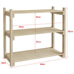 Stojak na buty Them z 3 półkami drewno sosnowe [en.casa]