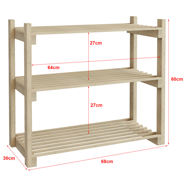 Stojak na buty Them z 3 półkami drewno sosnowe [en.casa]