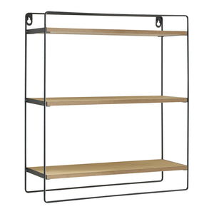 Półka ścienna Skovbo z 3 półkami czarna/drewno [en.casa]
