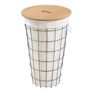 Kosz na pranie Skive z workiem na pranie 40 L metalowy czarny [en.casa]