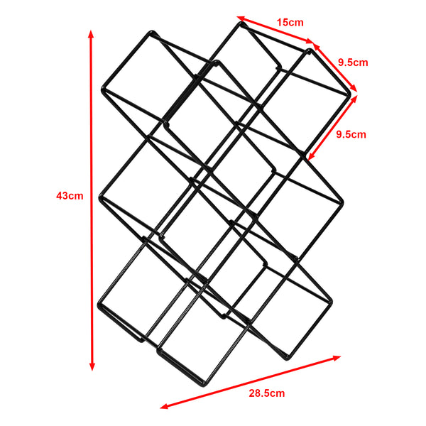 Stojak na wino Apremont na 8 butelek metalowy czarny [en.casa]