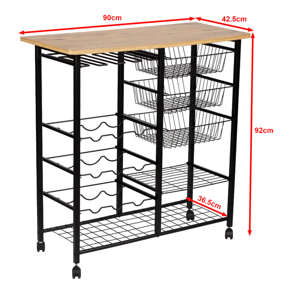 Wózek do serwowania Rønnede metalowy czarny [en.casa]