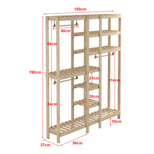 Wieszak na płaszcze Fjaler 190x150x37 cm drewno sosnowe [en.casa]
