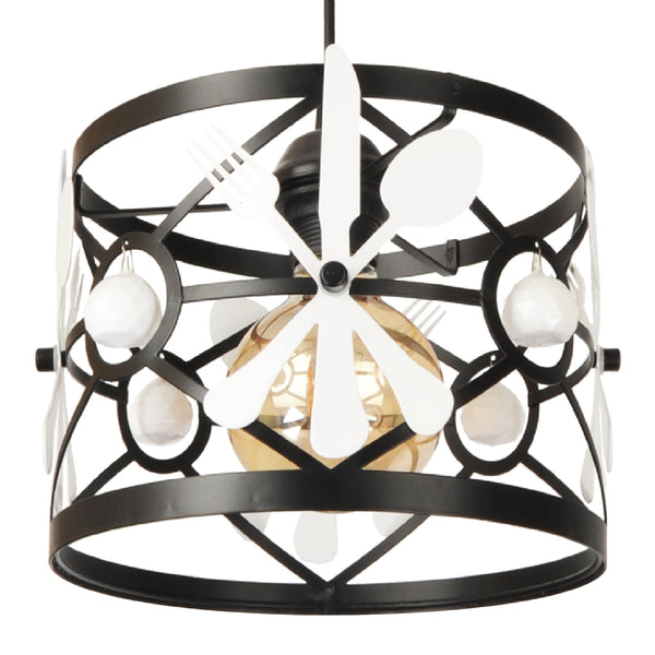 Lampa wisząca Patchway czarny / biały 1 x E27 [lux.pro]