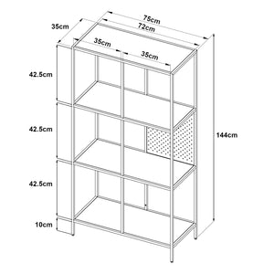 Regał Ingå 144x75x35cm metal czarny mat [en.casa]