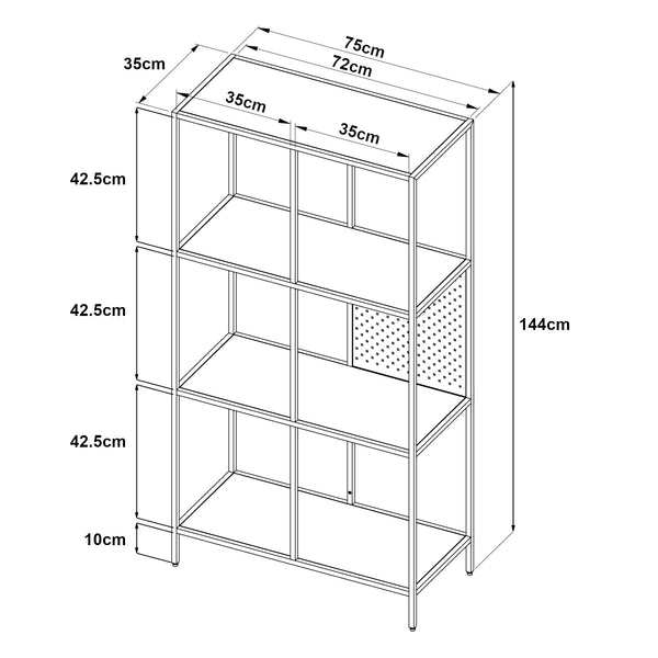 Regał Ingå 144x75x35cm metal czarny mat [en.casa]