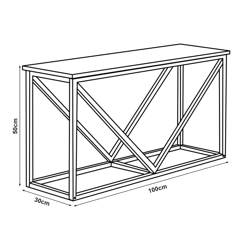 Szkic wymiarowy Vaasa stojak na drewno opałowe z siedziskiem 100x30x50cm [en.casa]