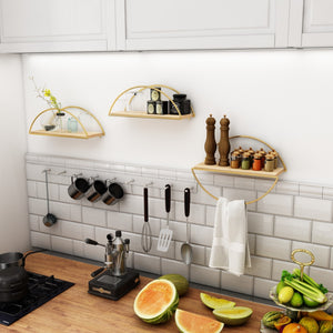 Półka ścienna Mynämäki 39x16x17 cm w kolorze złotym [en.casa]