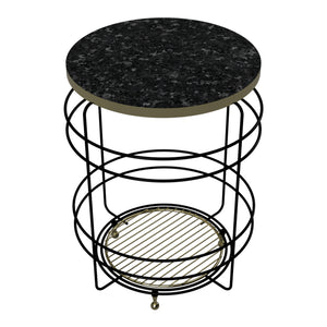 Wiklinowy stolik Padasjoki o marmurowym wyglądzie, czarny [en.casa]