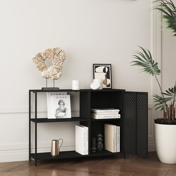 Półka do szafki Viitasaari metalowa czarna [en.casa]