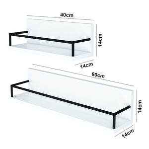 Półka ścienna Grue zestaw 2 biały/czarny [en.casa]
