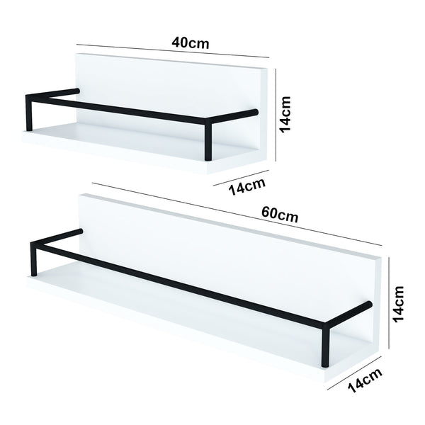 Półka ścienna Grue zestaw 2 biały/czarny [en.casa]