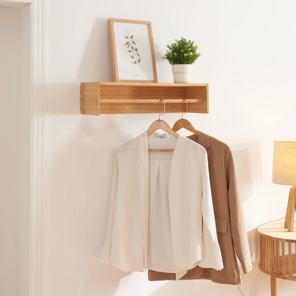 Półka ścienna 2 w 1 Flå bambus [en.casa]