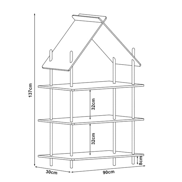 Półka dziecięca Hamarøy bambusowa o wyglądzie domu 137x90x30cm [en.casa]