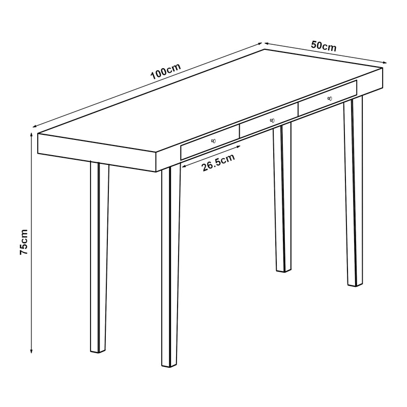 Szkic wymiarowy Biurko Hässleholm bambus 100x50x75cm natura [en.casa]