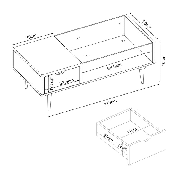 Stolik kawowy Markaryd w optyce orzecha włoskiego [en.casa]