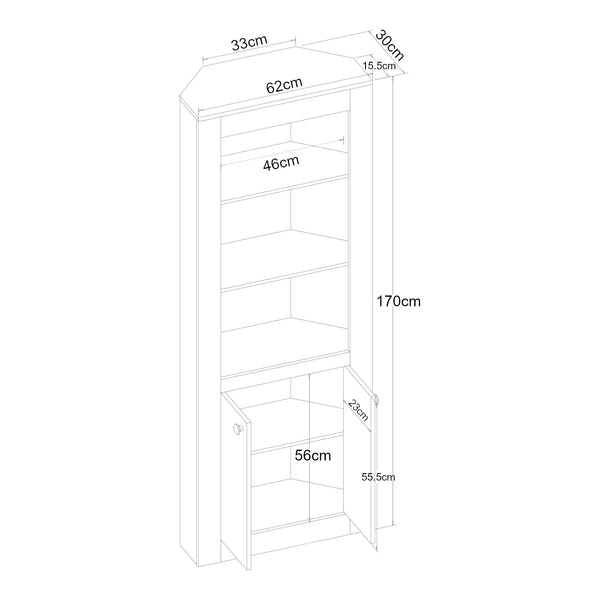 Szafka narożna Eura 170x62x30cm dąb [en.casa]