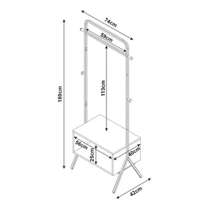 Wieszak na płaszcze Averøy 180x74x42cm czarny/orzech [en.casa]