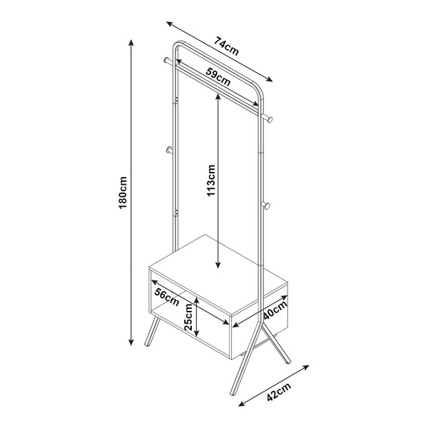 Wieszak na płaszcze Averøy 180x74x42cm czarny/orzech [en.casa]