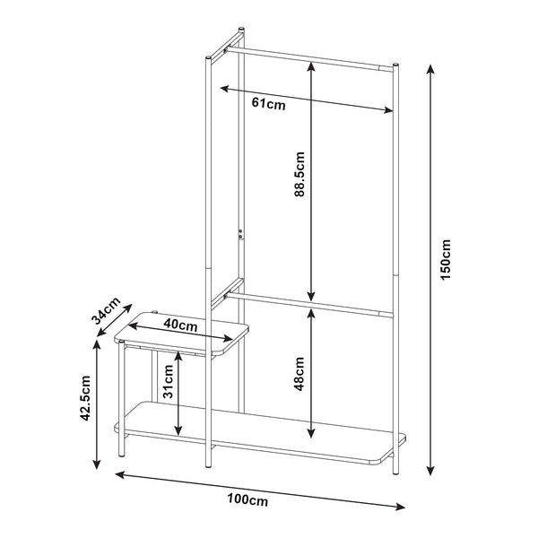 Wieszak na płaszcze Bø 150x100x34cm czarny [en.casa]