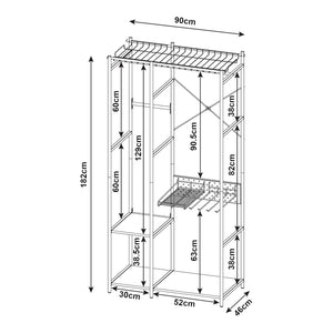 Wieszak na płaszcze Brønnøy 182x90x46cm czarny [en.casa]