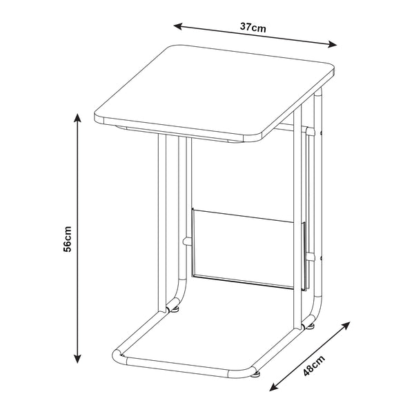 Stolik pod laptopa Dyrøy 56x48x37cm biały/dąb [en.casa]
