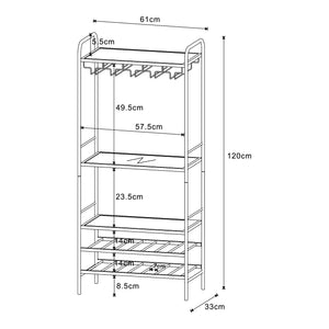 Stojak na wino Hustadvika 120x61x33cm czarny/dąb [en.casa]