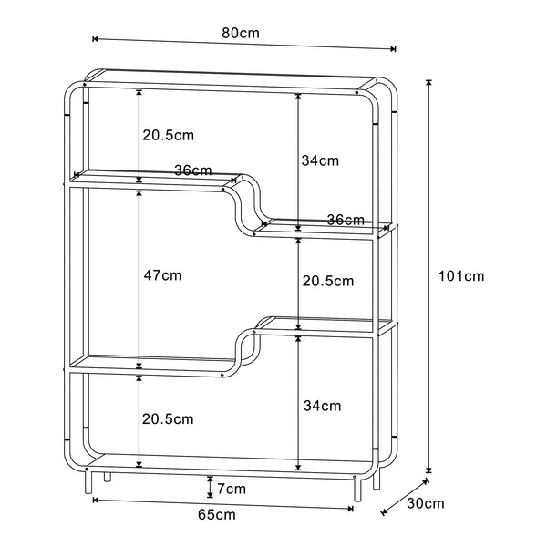 Półka stojąca Kristiansand 101x80x30 cm czarny/dąb [en.casa]