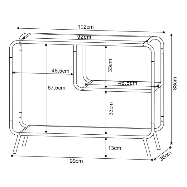 Stolik konsolowy Krødsherad 83x102x36cm czarny/dąb [en.casa]