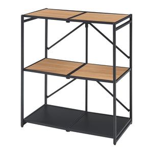 Półka składana Telemark 81x68x38 cm czarny/dąb [en.casa]