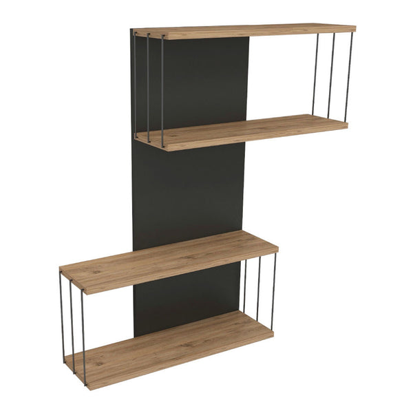 Półka ścienna Pudasjärvi 65x19x96 cm antracyt/dąb [en.casa]