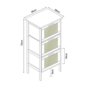 Tervola szafka łazienkowa z 3 szufladami czarna/bambus [en.casa]