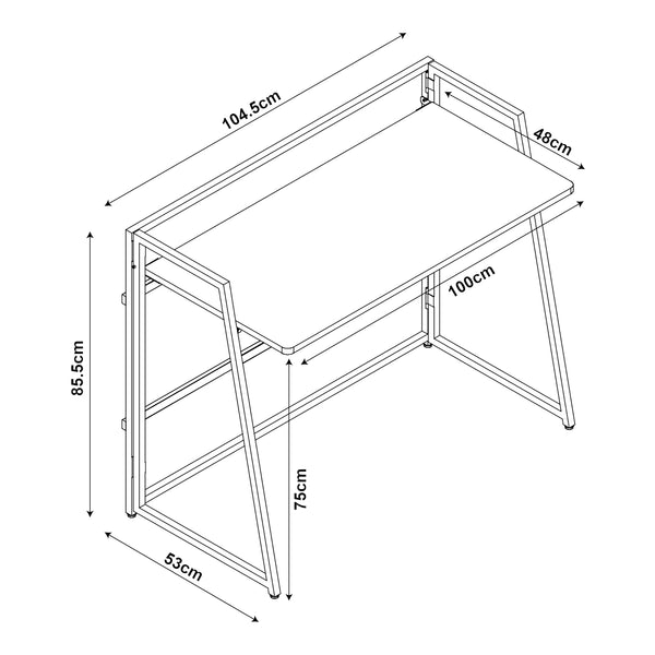 Składane biurko Ringerike 104,5x53x85,5cm Czarny/Walnut [en.casa]